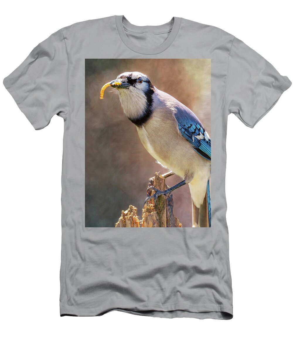 Bird T-Shirt featuring the photograph Blue Jay Snacks by Bill and Linda Tiepelman