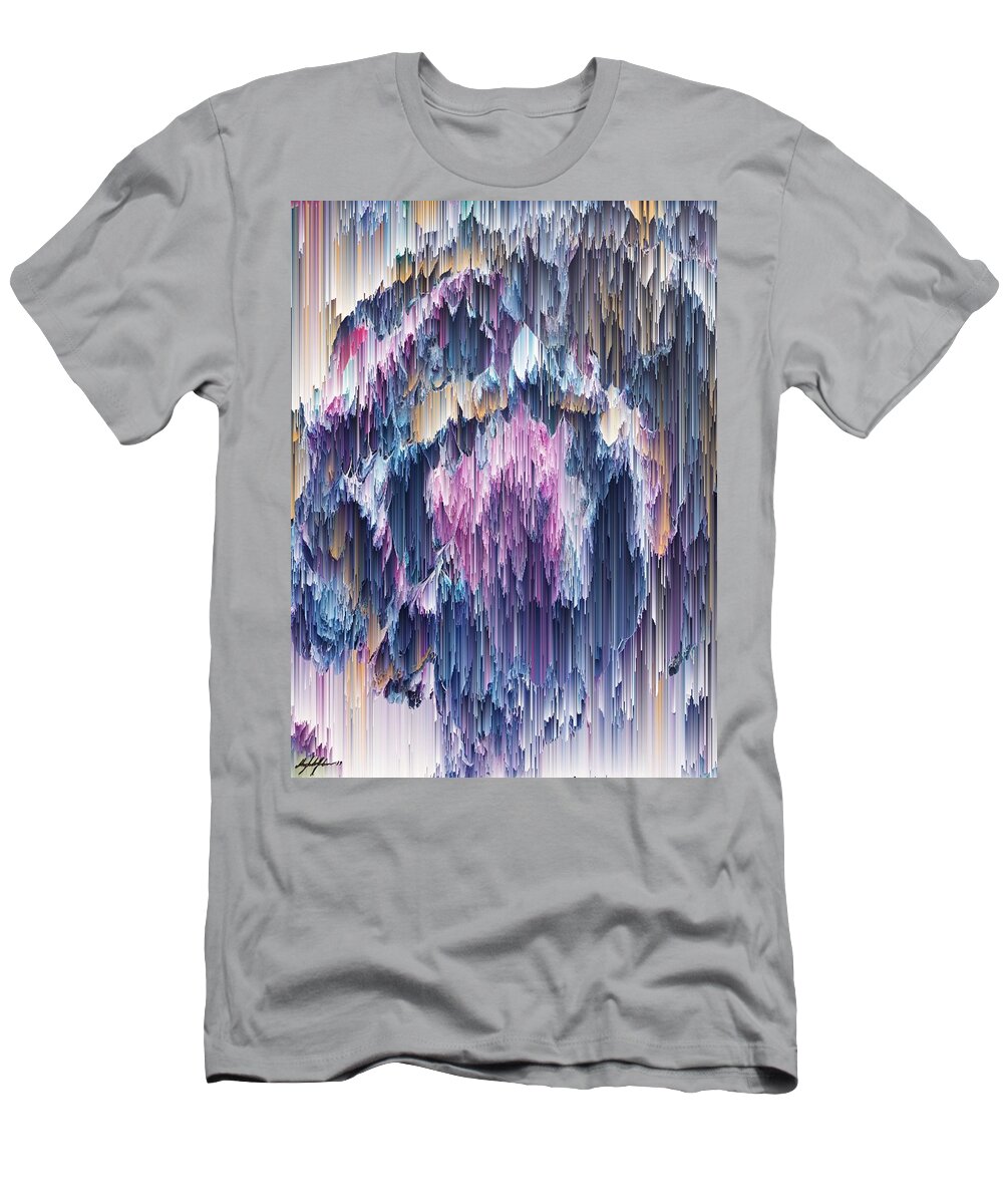 Digital Art T-Shirt featuring the painting Blue pixel interpolate by Themayart