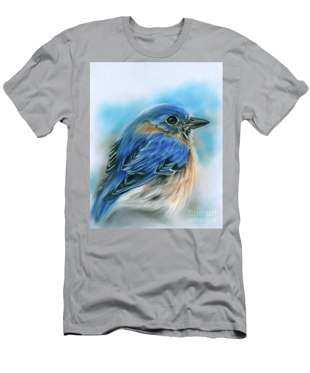 Bird T-Shirt featuring the painting Bluebird in Winter by MM Anderson