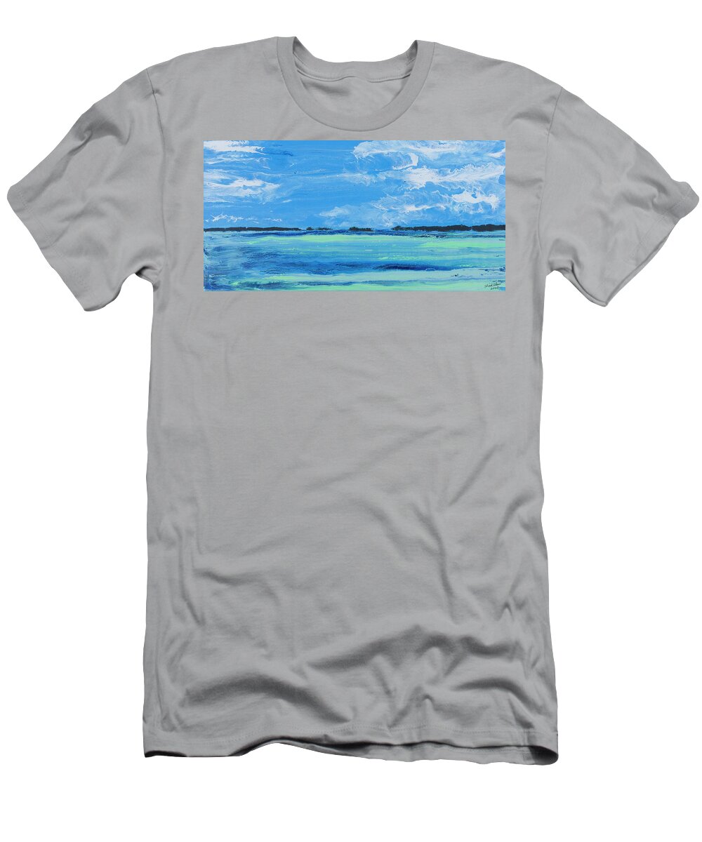 Seascape T-Shirt featuring the painting Bluefish Channel by Steve Shaw