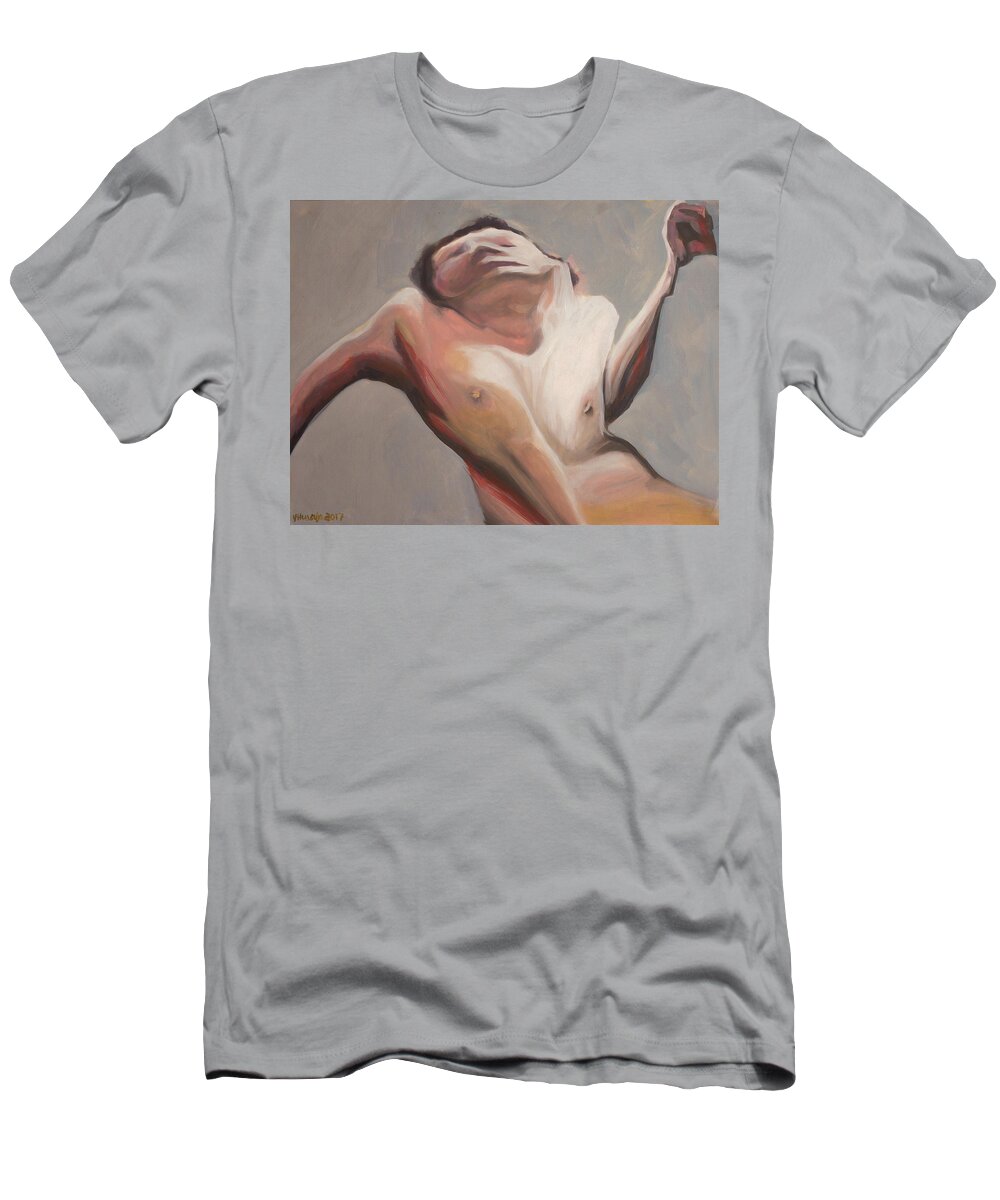 #nudeart T-Shirt featuring the painting Body Study 7 by Veronica Huacuja