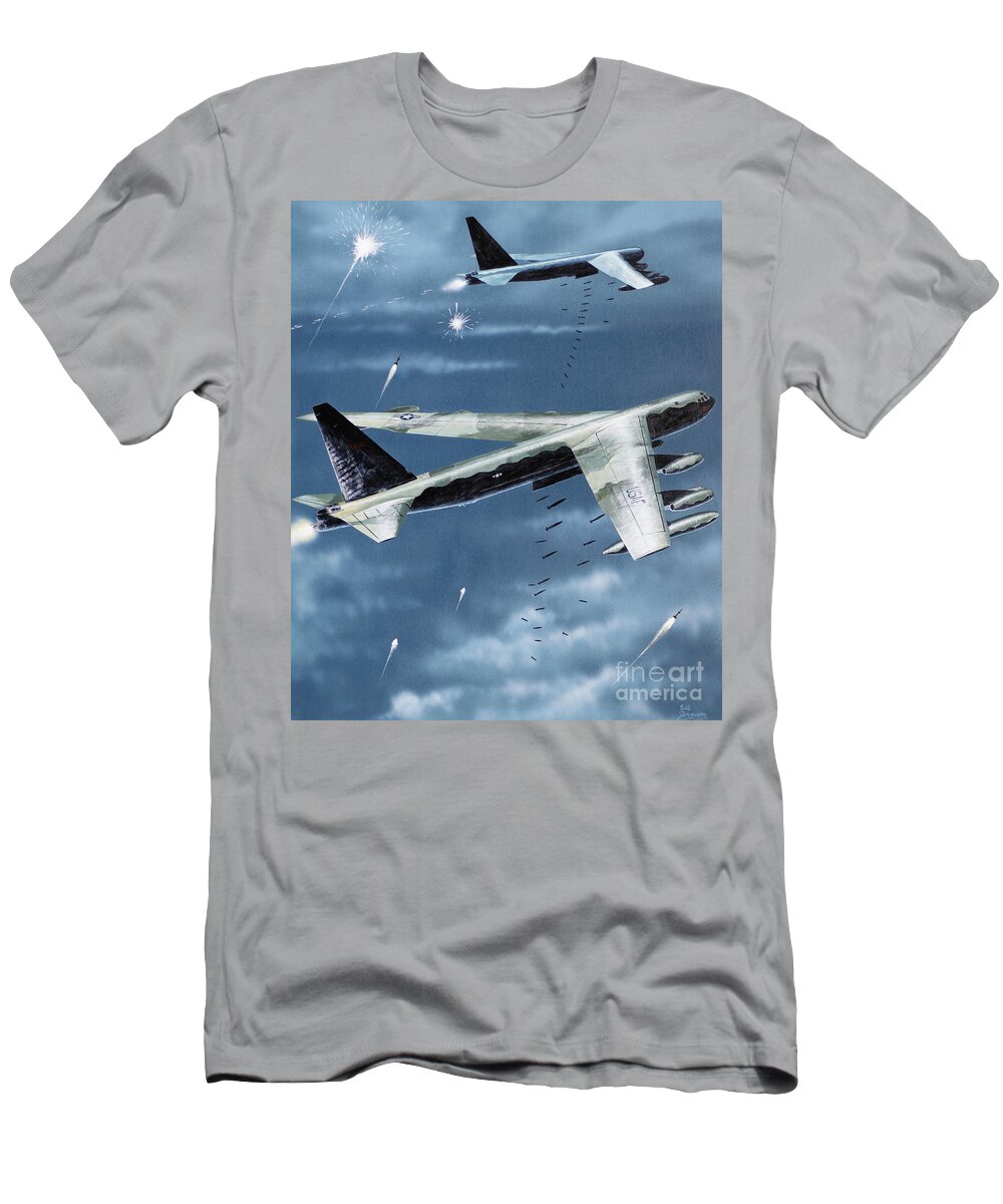 Aviation T-Shirt featuring the painting Boeing B-52D Stratofortress by Steve Ferguson