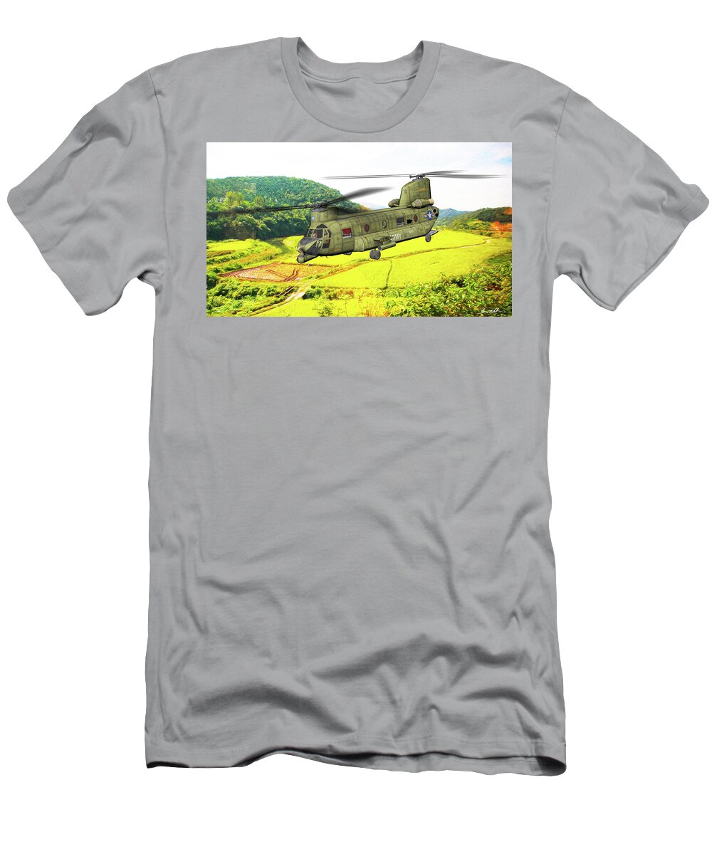 Boeing Ch-47 Chinook T-Shirt featuring the digital art Boeing CH-47 Chinook - Art by Tommy Anderson
