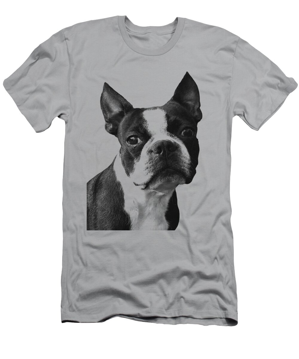 Boston Terrier T-Shirt featuring the digital art Boston Terrier Portrait by Madame Memento