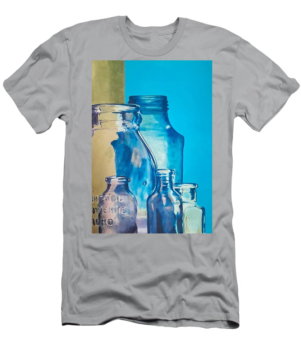Bottle T-Shirt featuring the painting Bottles by John Neeve
