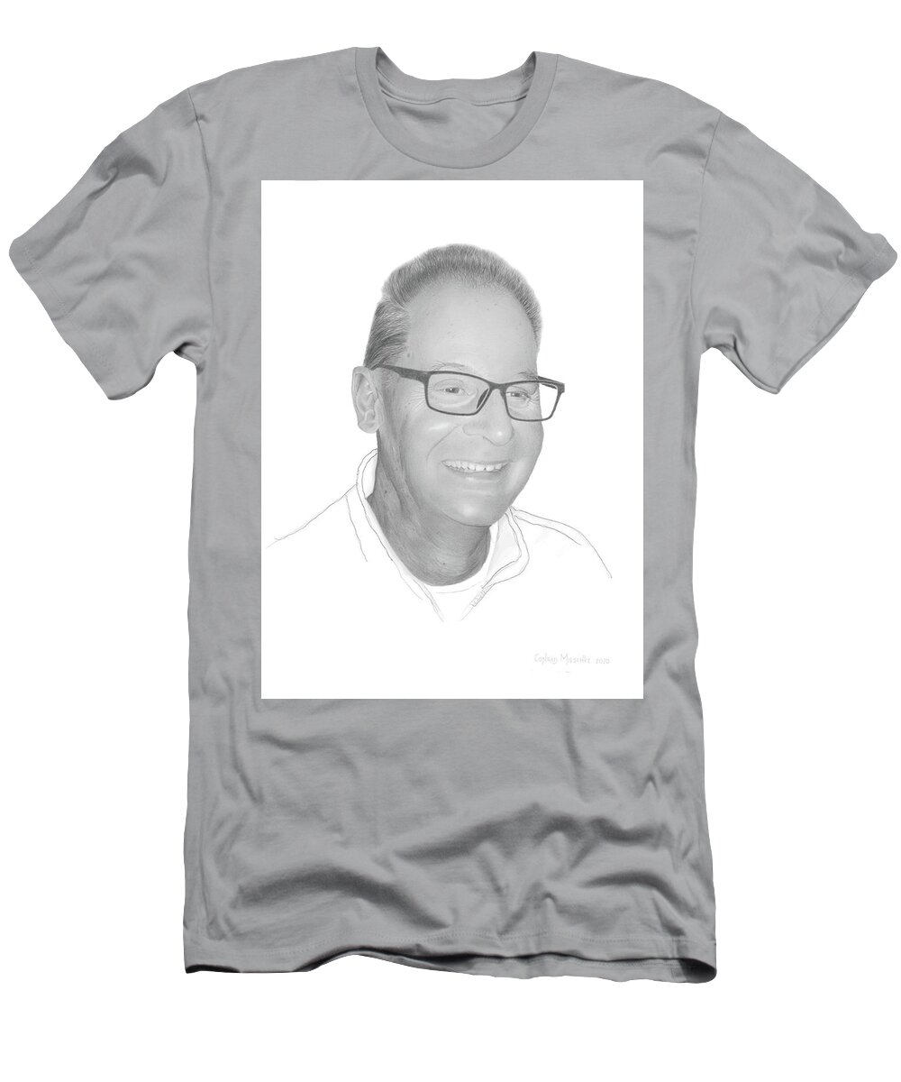 Portrait T-Shirt featuring the drawing Brad by Conrad Mieschke