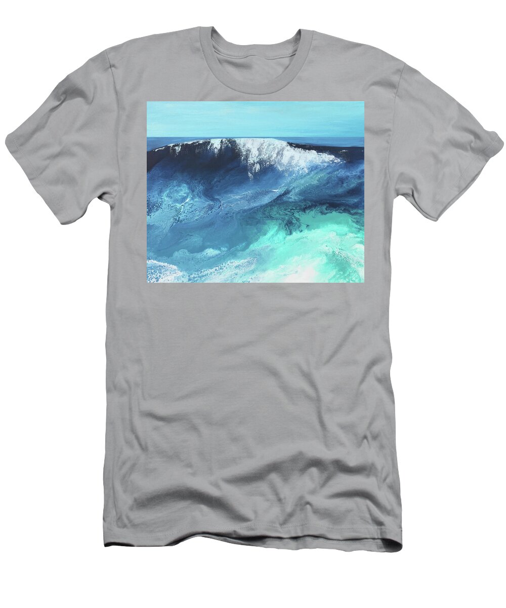 Breaking T-Shirt featuring the mixed media Breaking Wave by Linda Bailey
