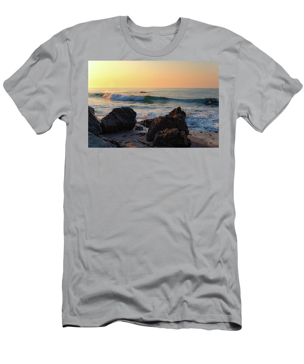 Beach T-Shirt featuring the photograph Breaking Waves at Sunrise by Matthew DeGrushe