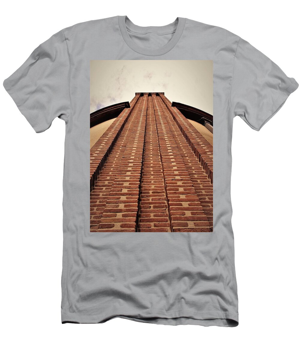 Brick Chimney Sky T-Shirt featuring the photograph Brick Chimney by John Linnemeyer