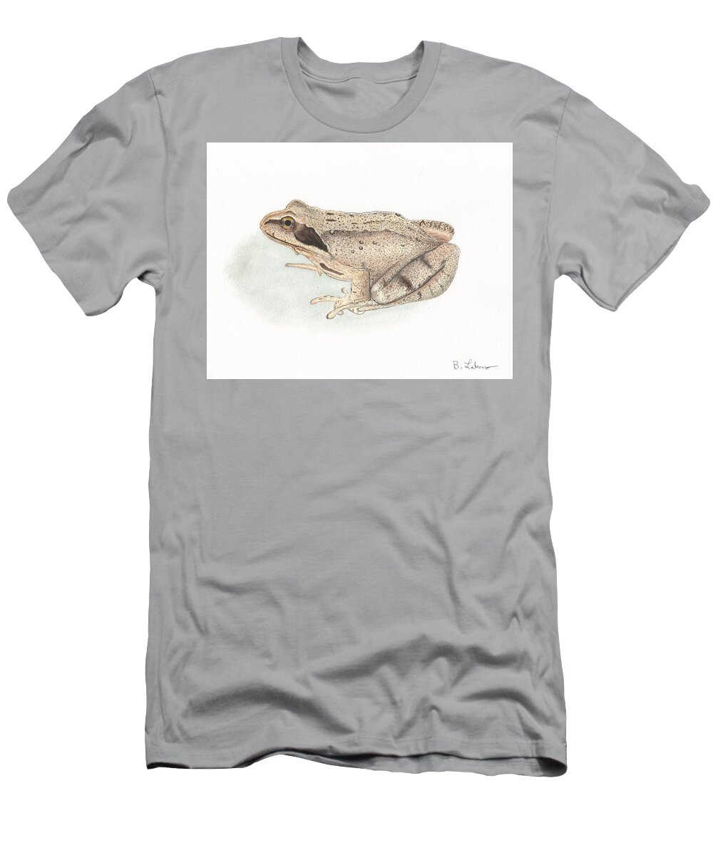 Brown Frog T-Shirt featuring the painting Brown Frog #2 by Bob Labno