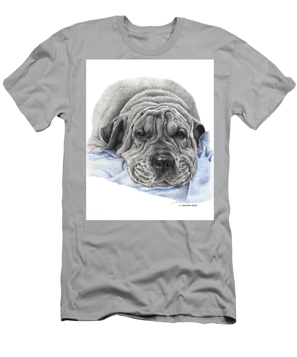 Dog T-Shirt featuring the drawing Bubba by Louise Howarth