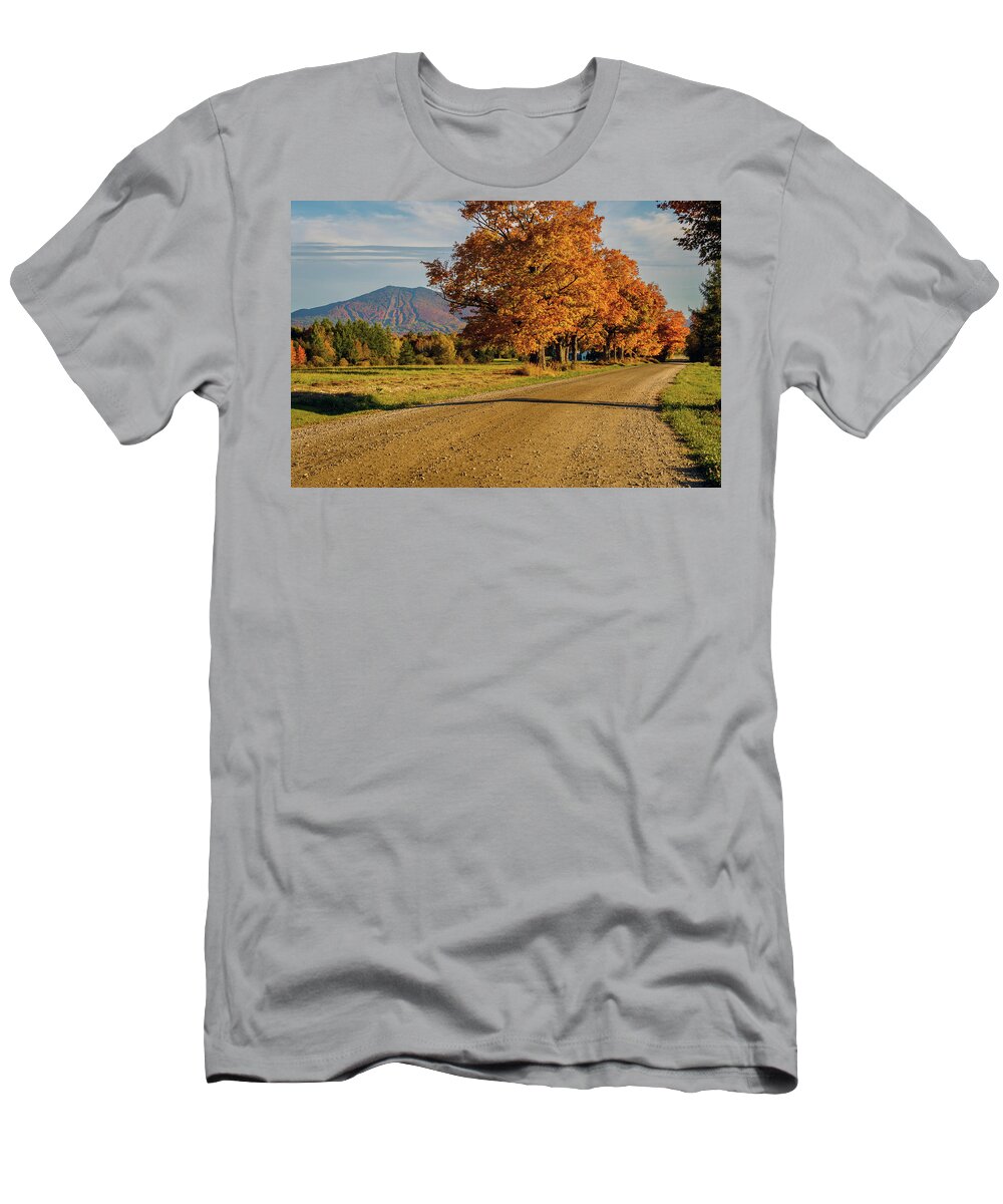 Landscape T-Shirt featuring the photograph Burke Mountain From Sugarhouse Road During Fall Foliage Season by John Rowe