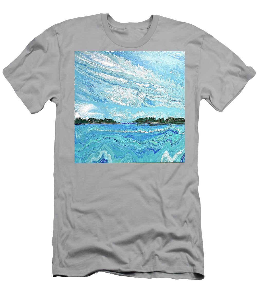 Seascape T-Shirt featuring the painting Calda Channel by Steve Shaw
