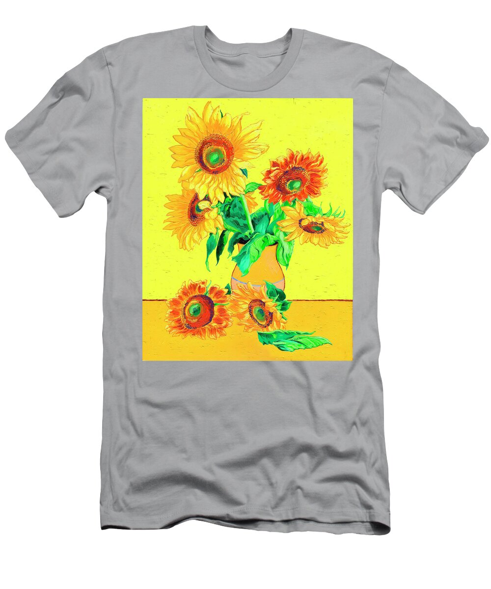 Sunflowers T-Shirt featuring the painting California Sunflowers by Xavier Francois Hussenet