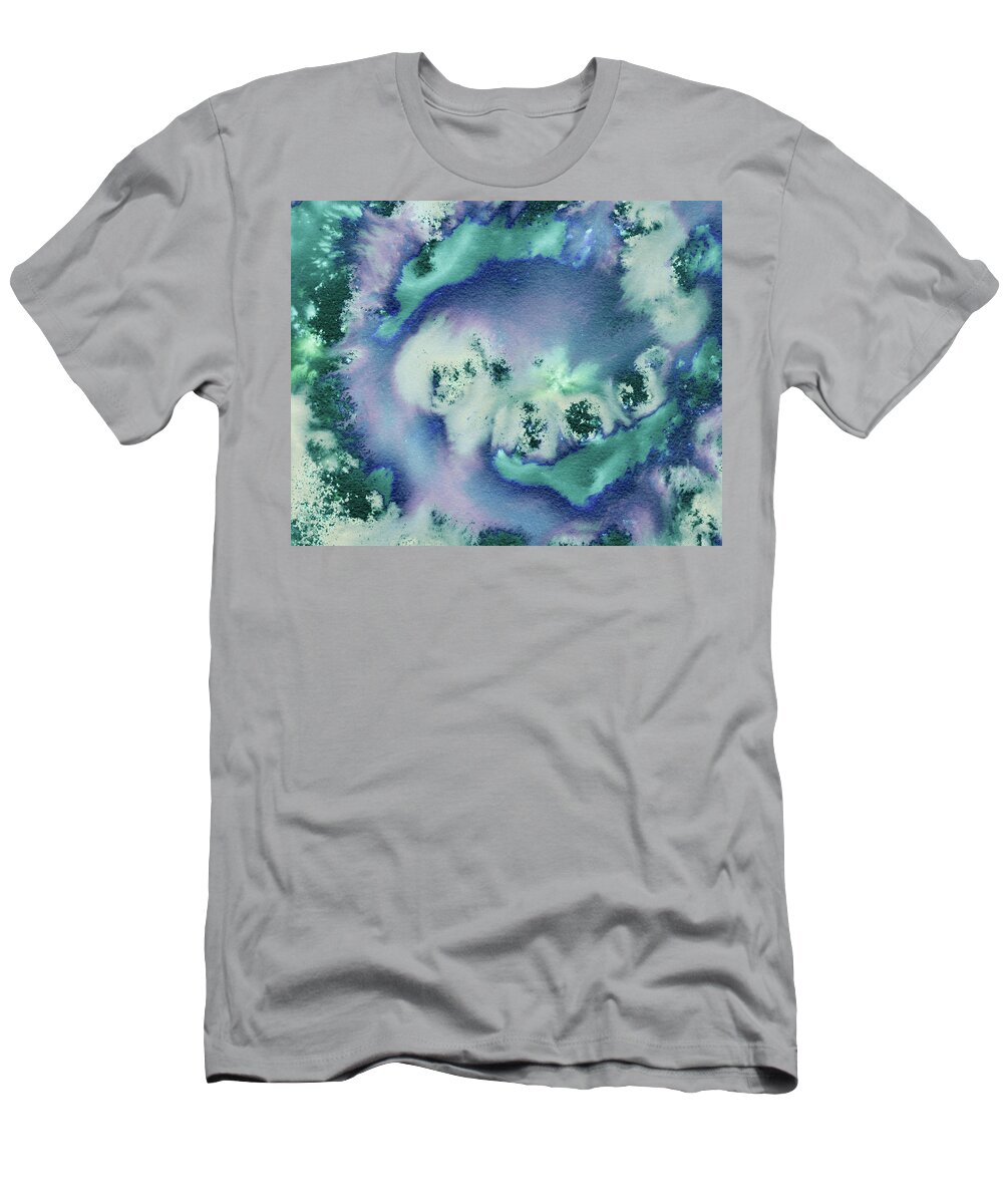 Abstract Watercolor T-Shirt featuring the painting Calm Cool Soft Abstract Splash Of Blue And Purple Watercolor by Irina Sztukowski