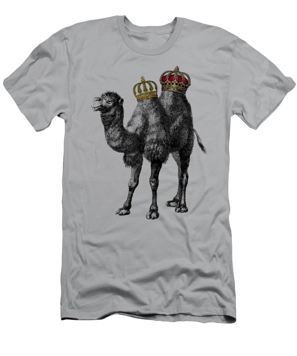Camel T-Shirt featuring the mixed media Camel with crowns by Madame Memento