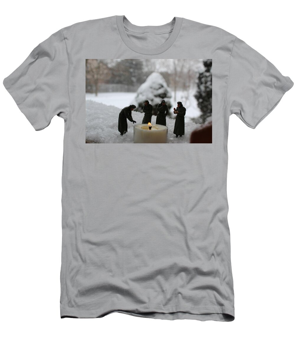 Campfire T-Shirt featuring the photograph Campfire by Army Men Around the House