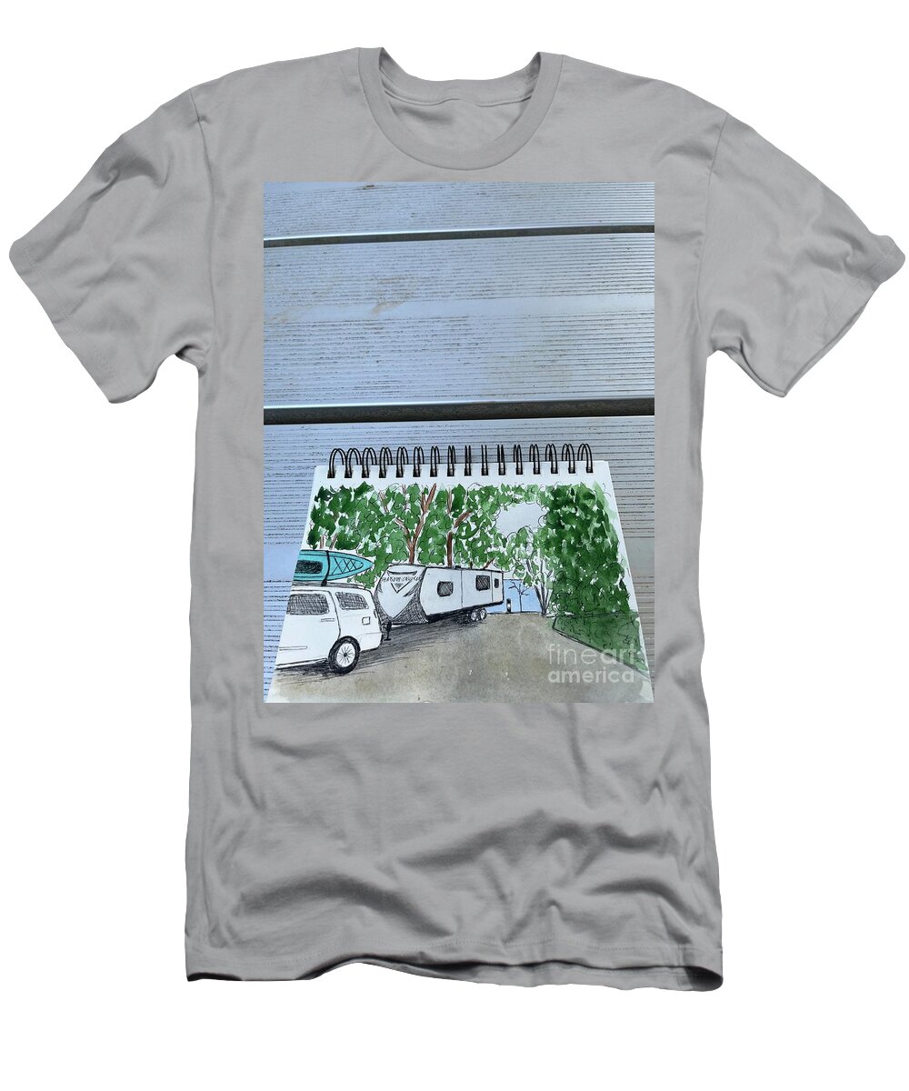  T-Shirt featuring the painting Camping by Donna Mibus