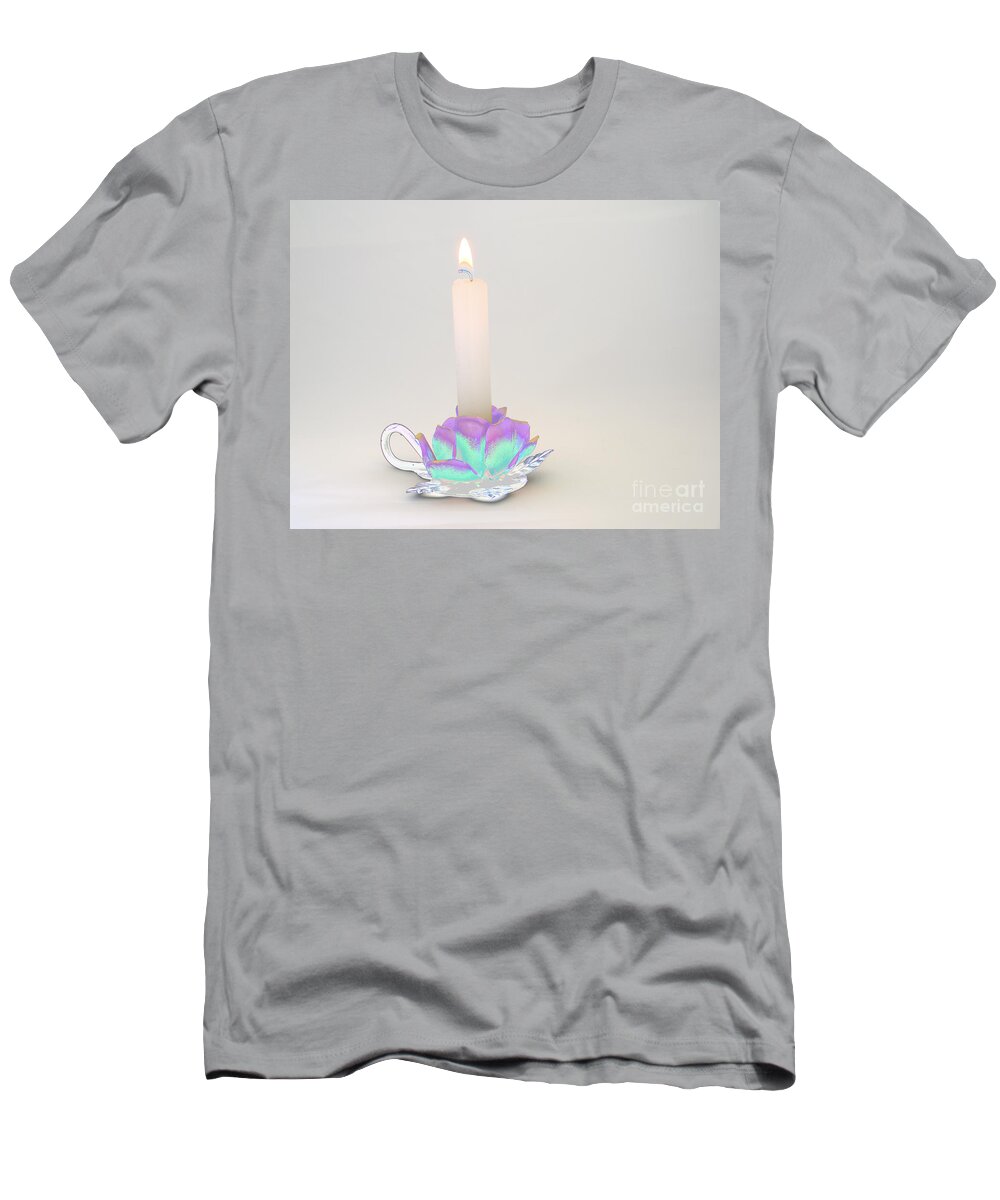 Candle T-Shirt featuring the photograph Candle in Holder by Kae Cheatham