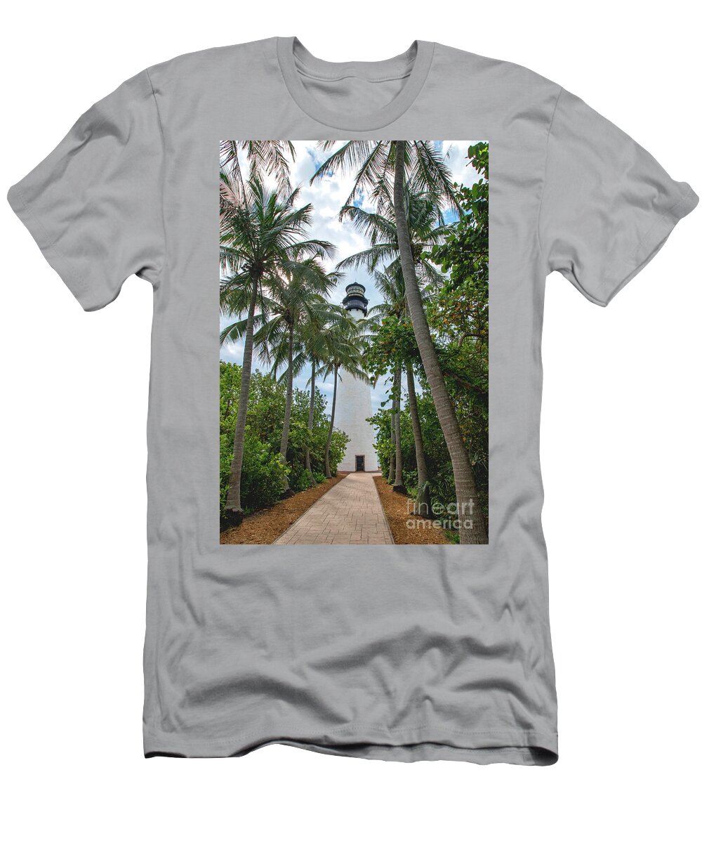 Cape T-Shirt featuring the photograph Cape Florida Lighthouse on Key Biscayne by Beachtown Views