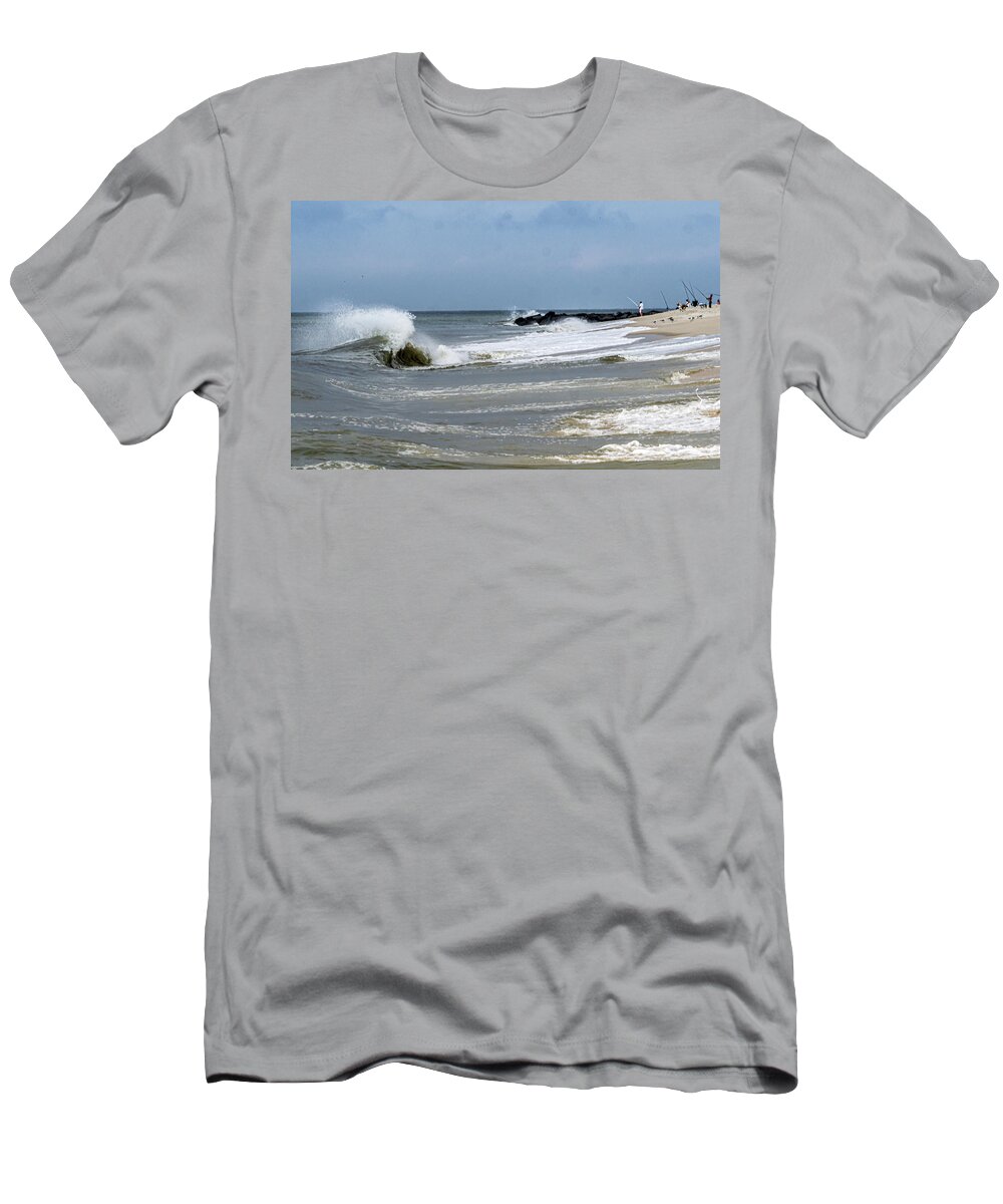 Beach T-Shirt featuring the photograph Cape May Beach - Surf by Louis Dallara