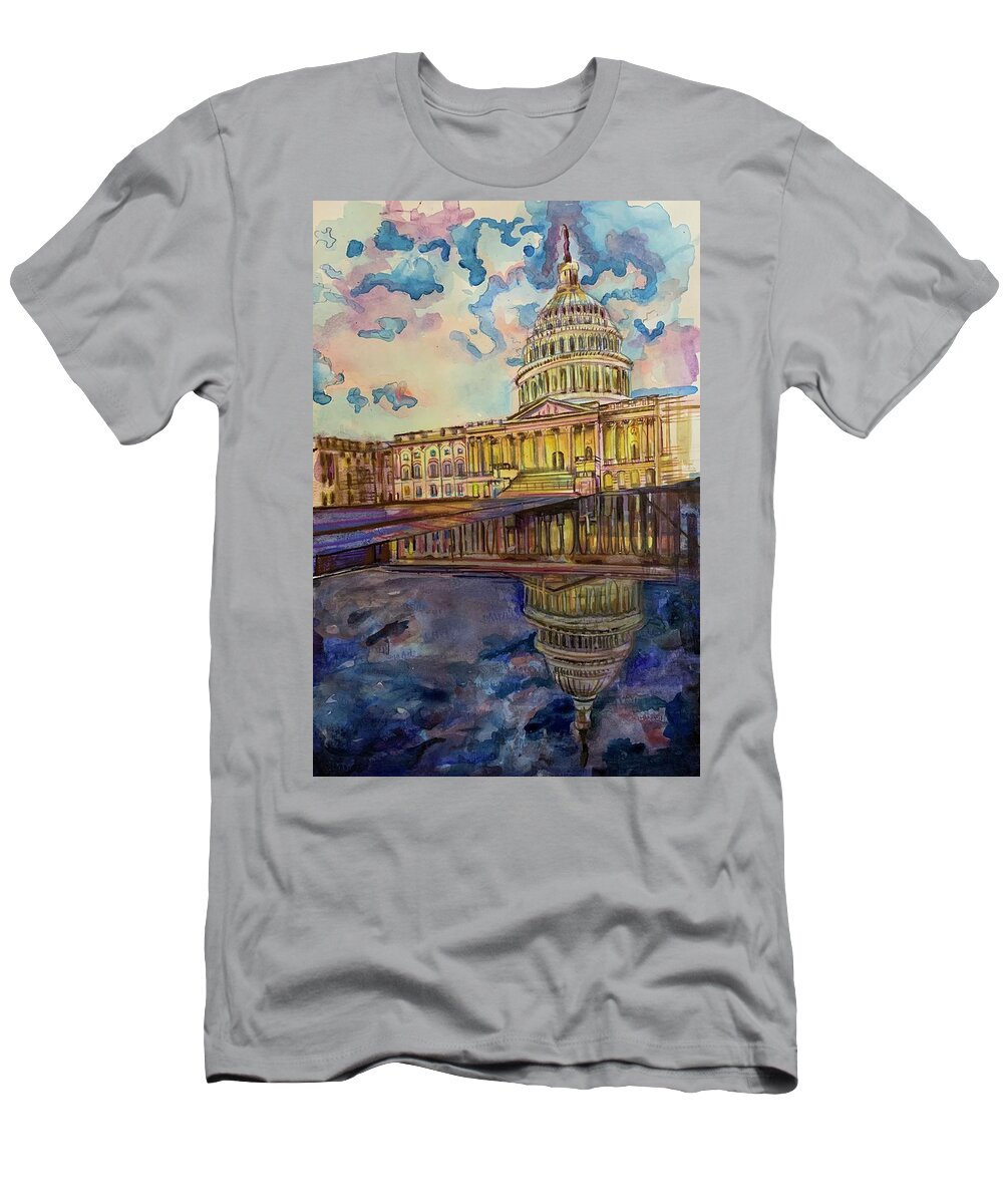 Architecture T-Shirt featuring the painting Capitol Building by Try Cheatham
