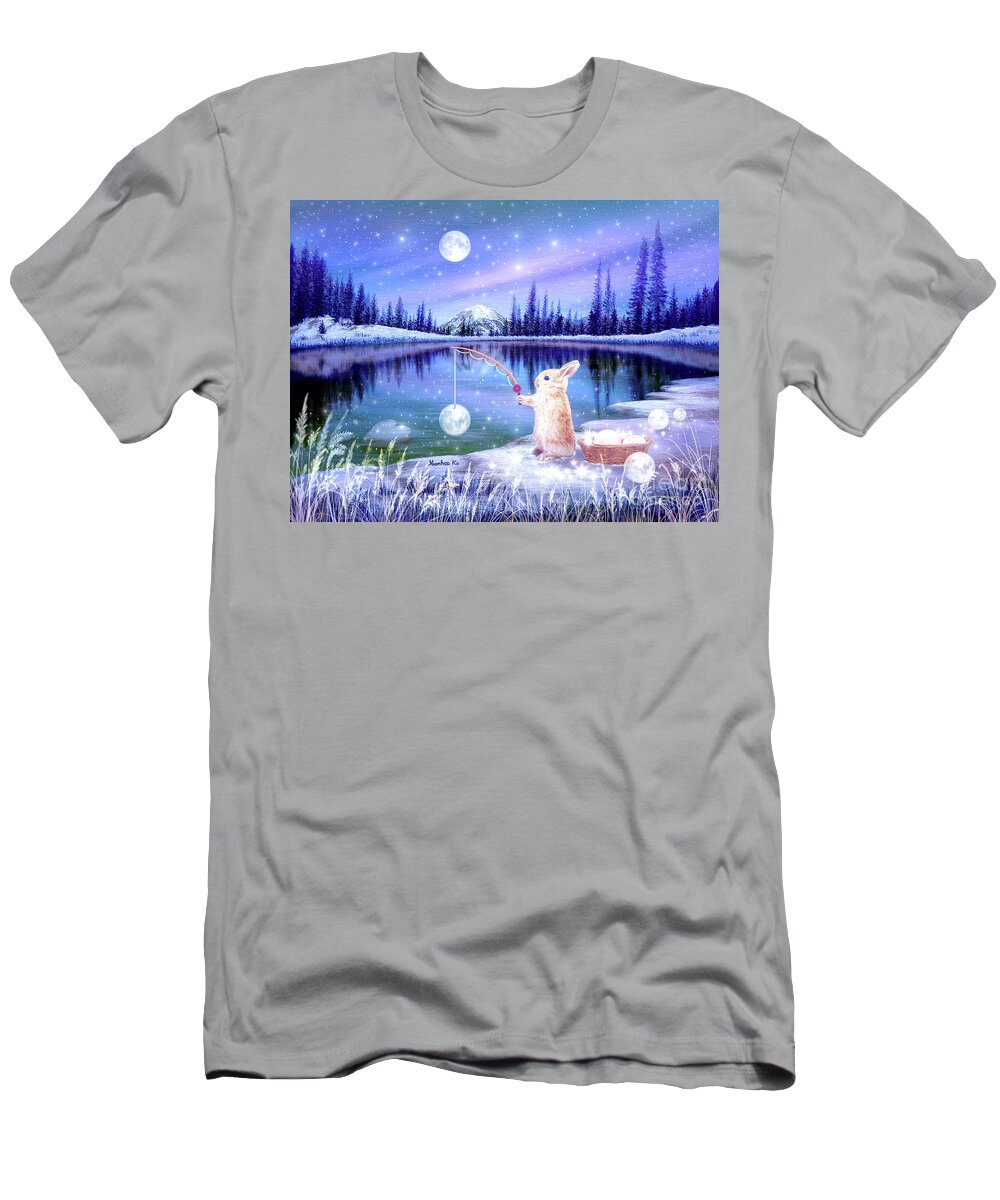 Mount Rainier T-Shirt featuring the painting Catching Reflections by Yoonhee Ko