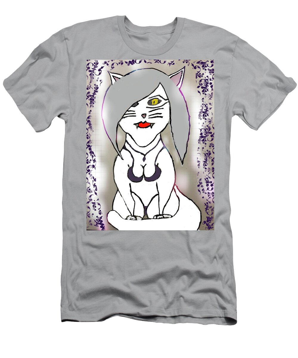 Cat T-Shirt featuring the digital art Catrina by Michelle Hoffmann