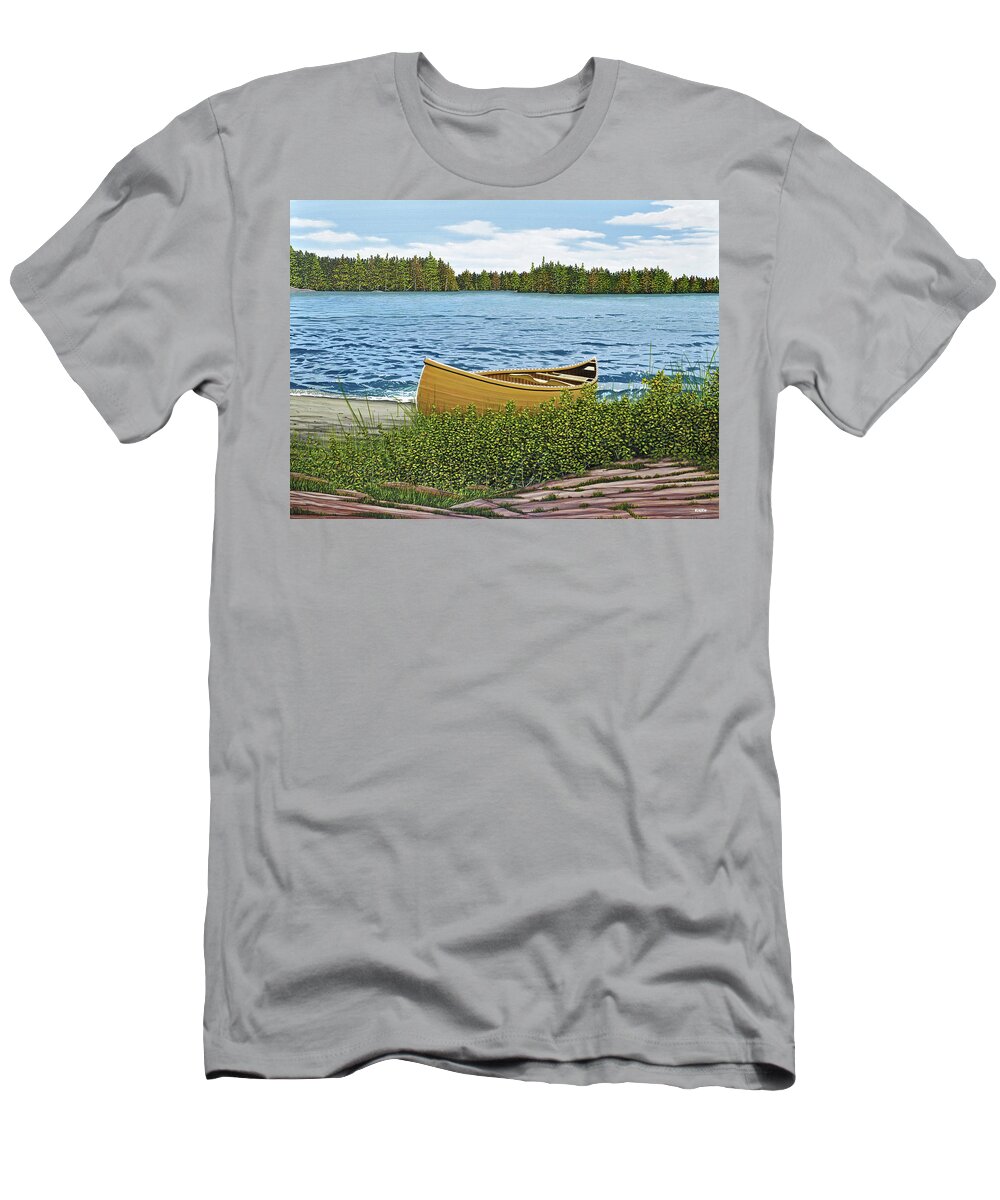 Landscapes T-Shirt featuring the painting Cedar Canoe by Kenneth M Kirsch