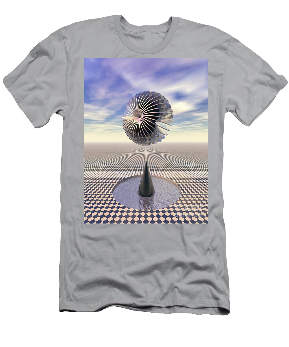 Gravity T-Shirt featuring the digital art Checkers Landscape by Phil Perkins