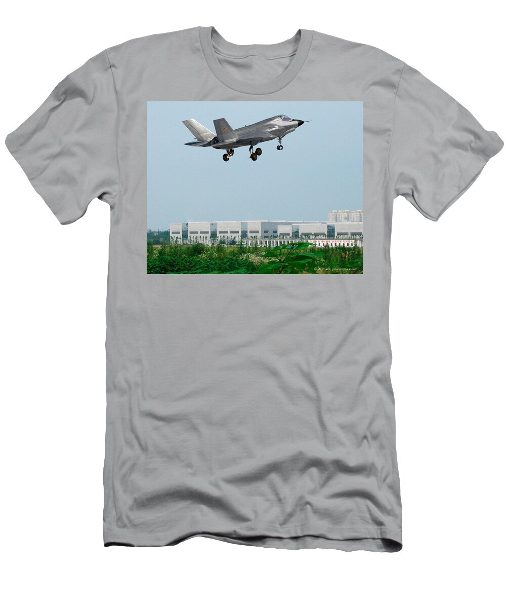 Chengdu T-Shirt featuring the digital art Chengdu J-224 Dark Dragon by Custom Aviation Art