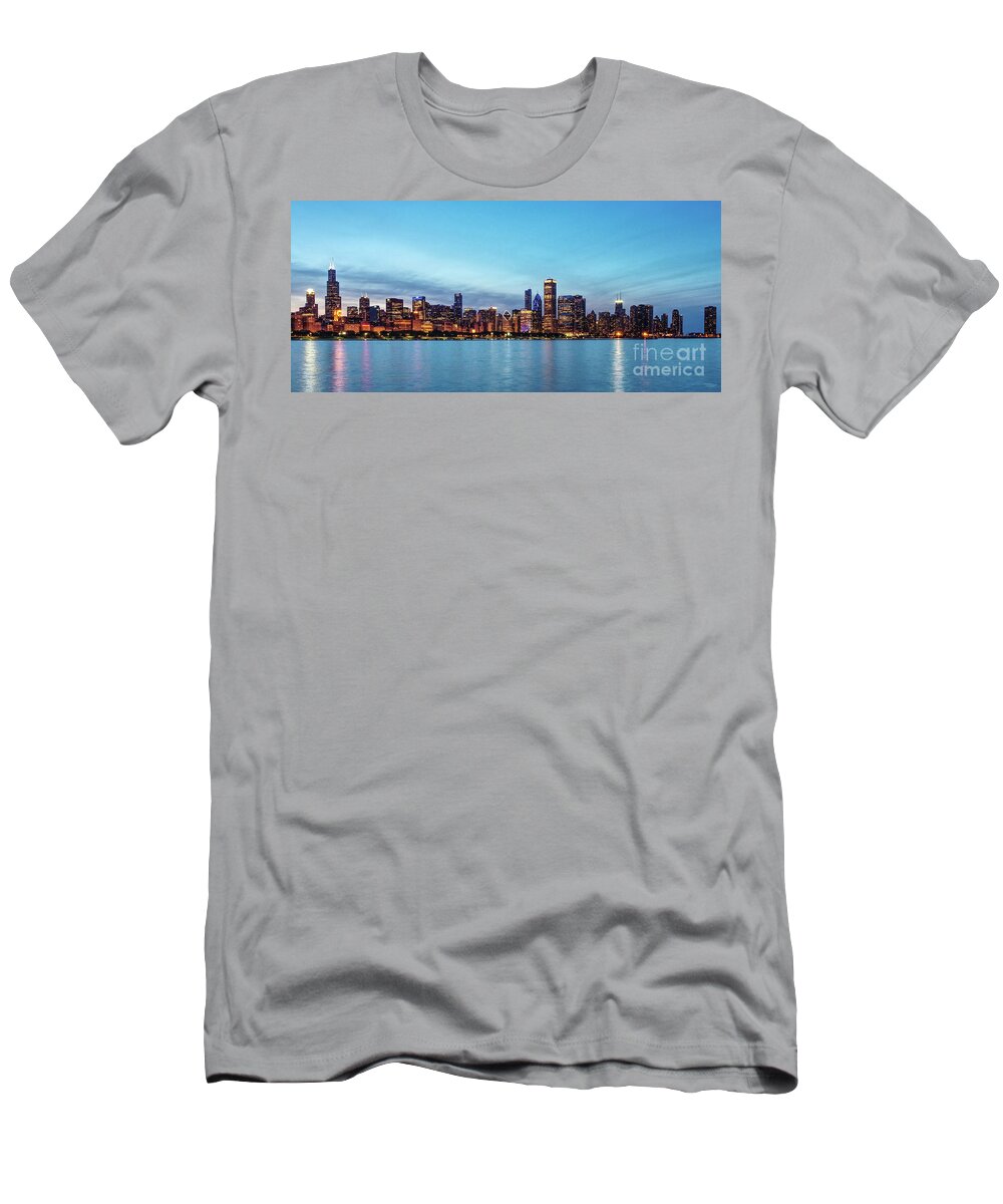 Chicago T-Shirt featuring the photograph Chicago Night Skyline by Jennifer White