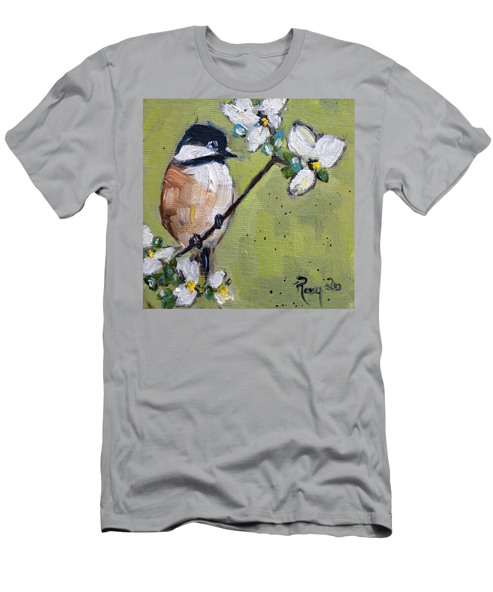 Chickadee T-Shirt featuring the painting Chickadee 2 by Roxy Rich