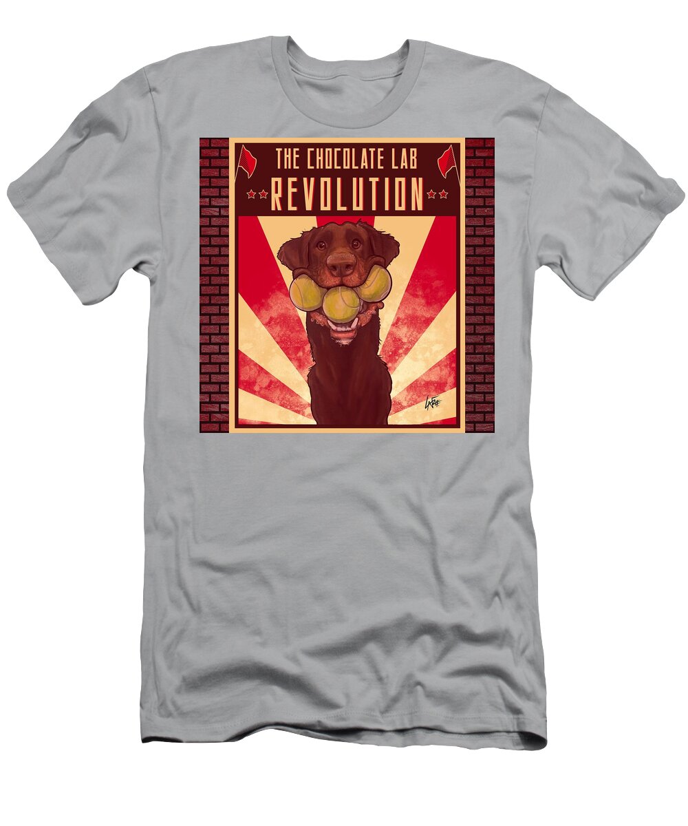 Labrador Retriever T-Shirt featuring the drawing Chocolate Lab REVOLUTION by John LaFree