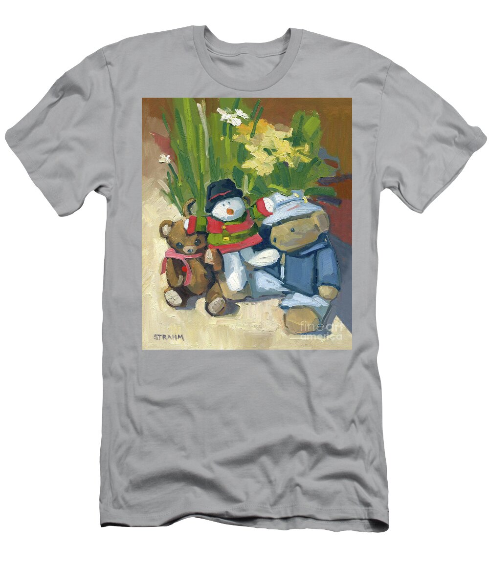 Teddy Bear T-Shirt featuring the painting Beary Christmas by Paul Strahm