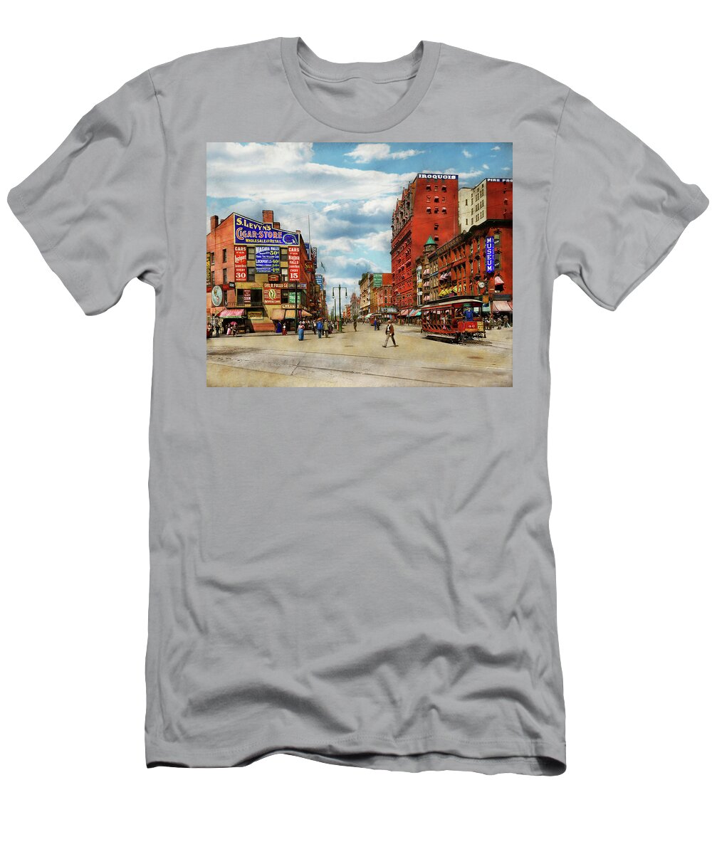 Buffalo T-Shirt featuring the photograph City - Buffalo NY - Signs of the Times 1900 by Mike Savad