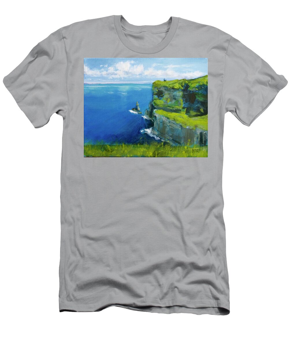 Ireland T-Shirt featuring the painting Cliffs of Moher by Walt Maes