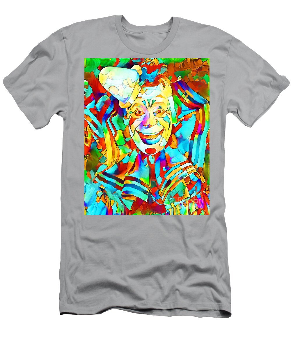 Wingsdomain T-Shirt featuring the photograph Clown in Vibrant Painterly Colors 20200517v1a by Wingsdomain Art and Photography