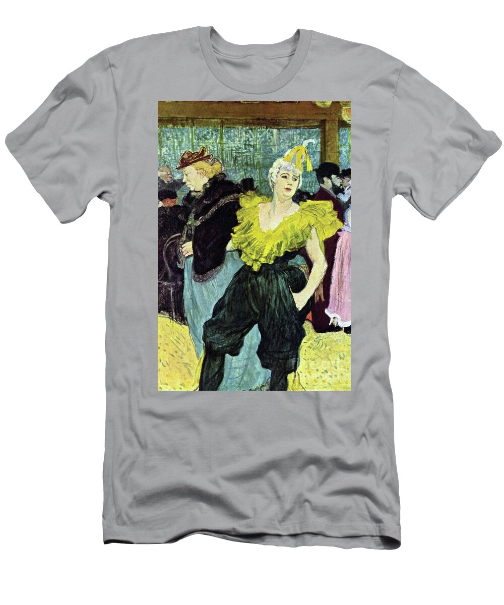 Clown T-Shirt featuring the painting Clowness Cha U Kao at Moulin Rouge by Henri de Toulouse Lautrec