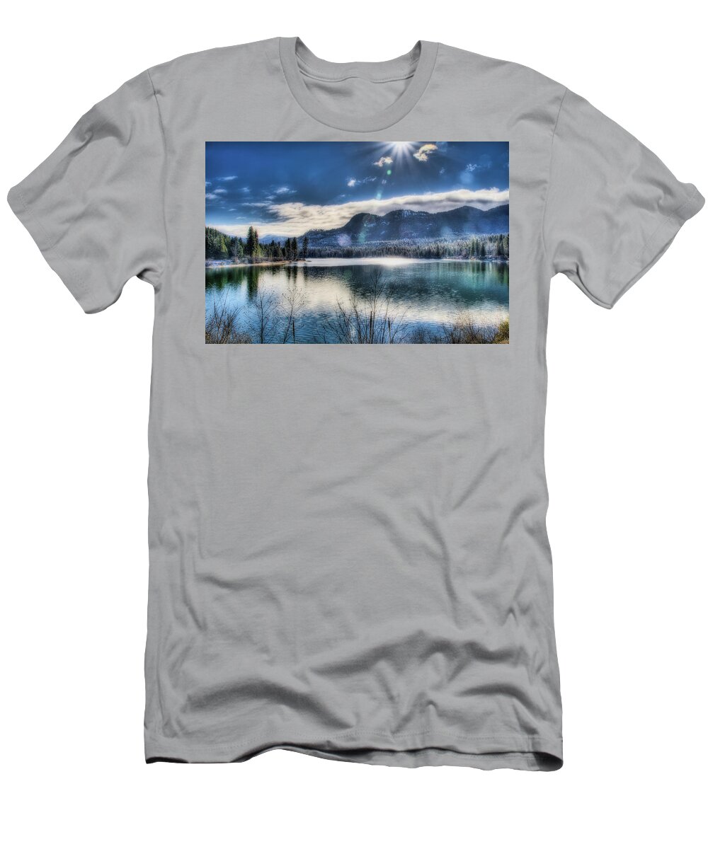 River T-Shirt featuring the photograph Cold Day on the Pend Oreille by Dan Eskelson