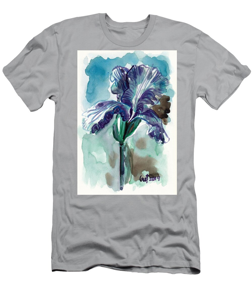 Iris T-Shirt featuring the painting Cold Iris by George Cret
