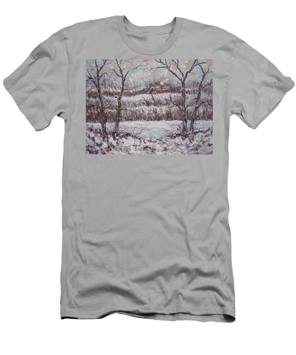 Landscape T-Shirt featuring the painting Cold Winter by Natalie Holland