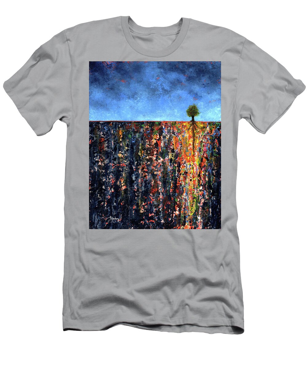 Divine T-Shirt featuring the painting Collective Provenance by Cindy Johnston
