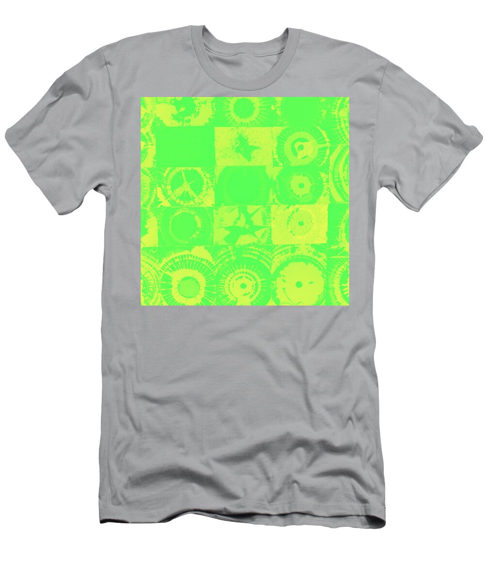 Circles T-Shirt featuring the mixed media Color Explosion Green and Yellow Version by Ali Baucom