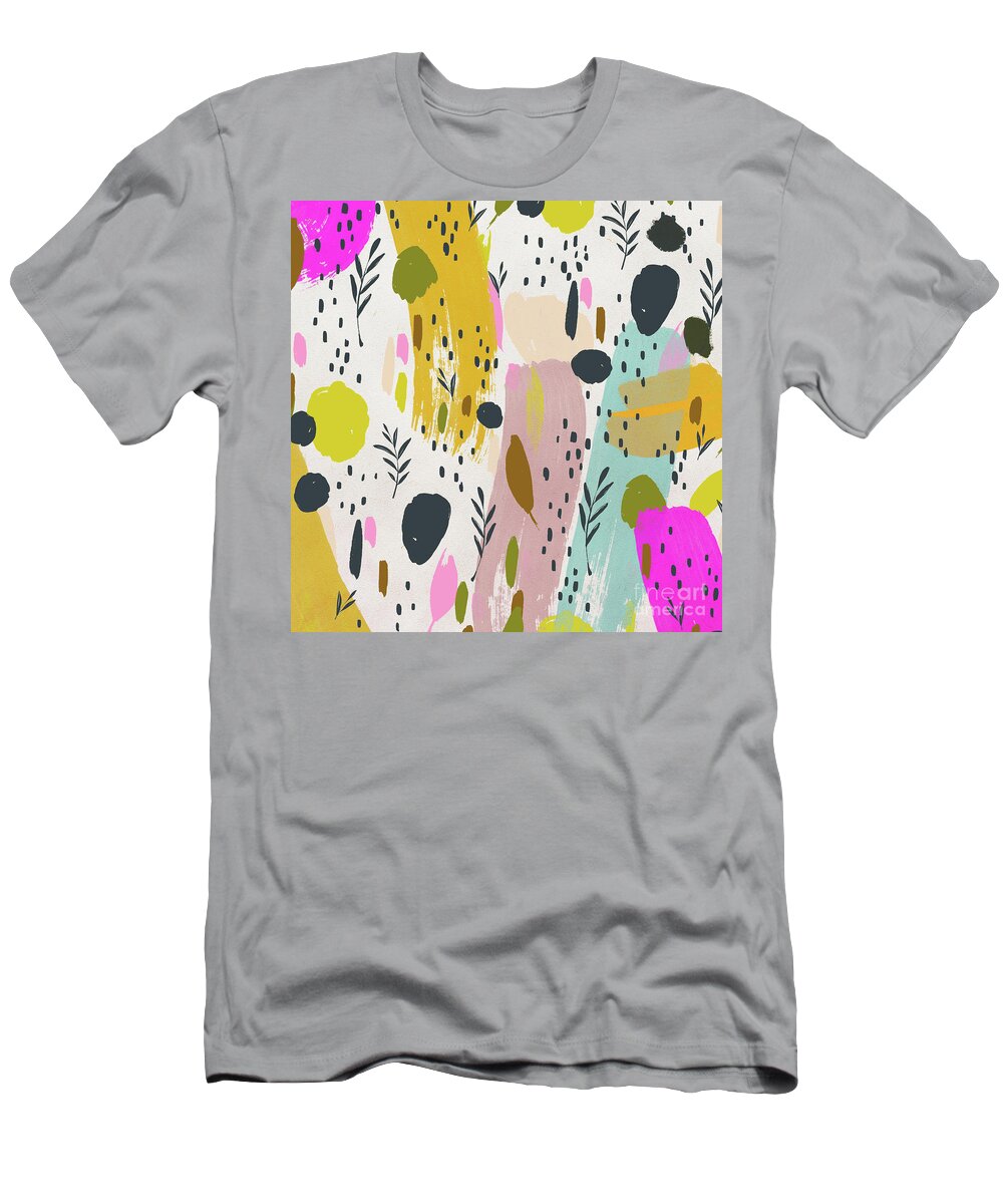 Colorful Abstract T-Shirt featuring the painting Colorful Abstract Floral Watercolor Painting by Modern Art