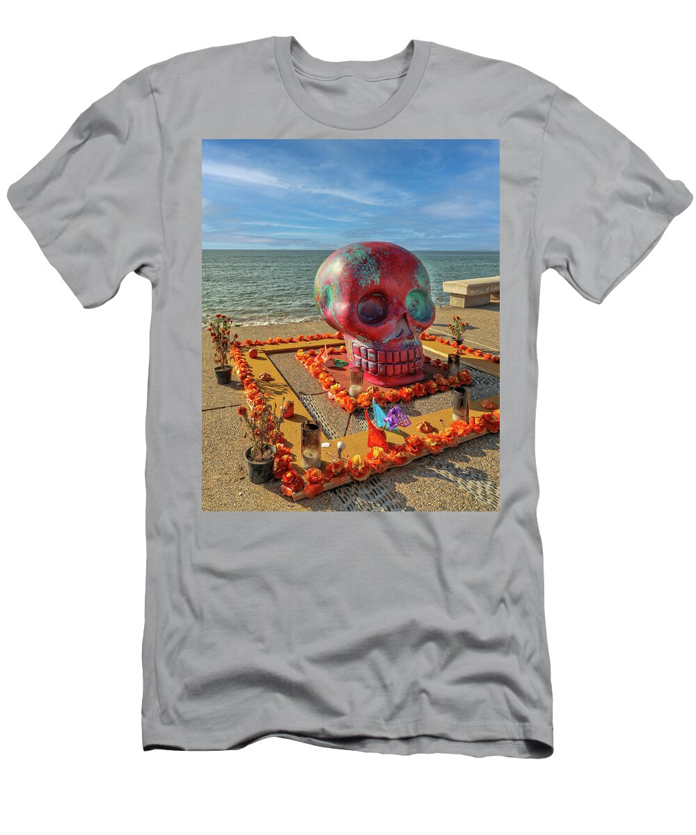 Skull T-Shirt featuring the photograph Colorful Red Skull by Lorraine Baum