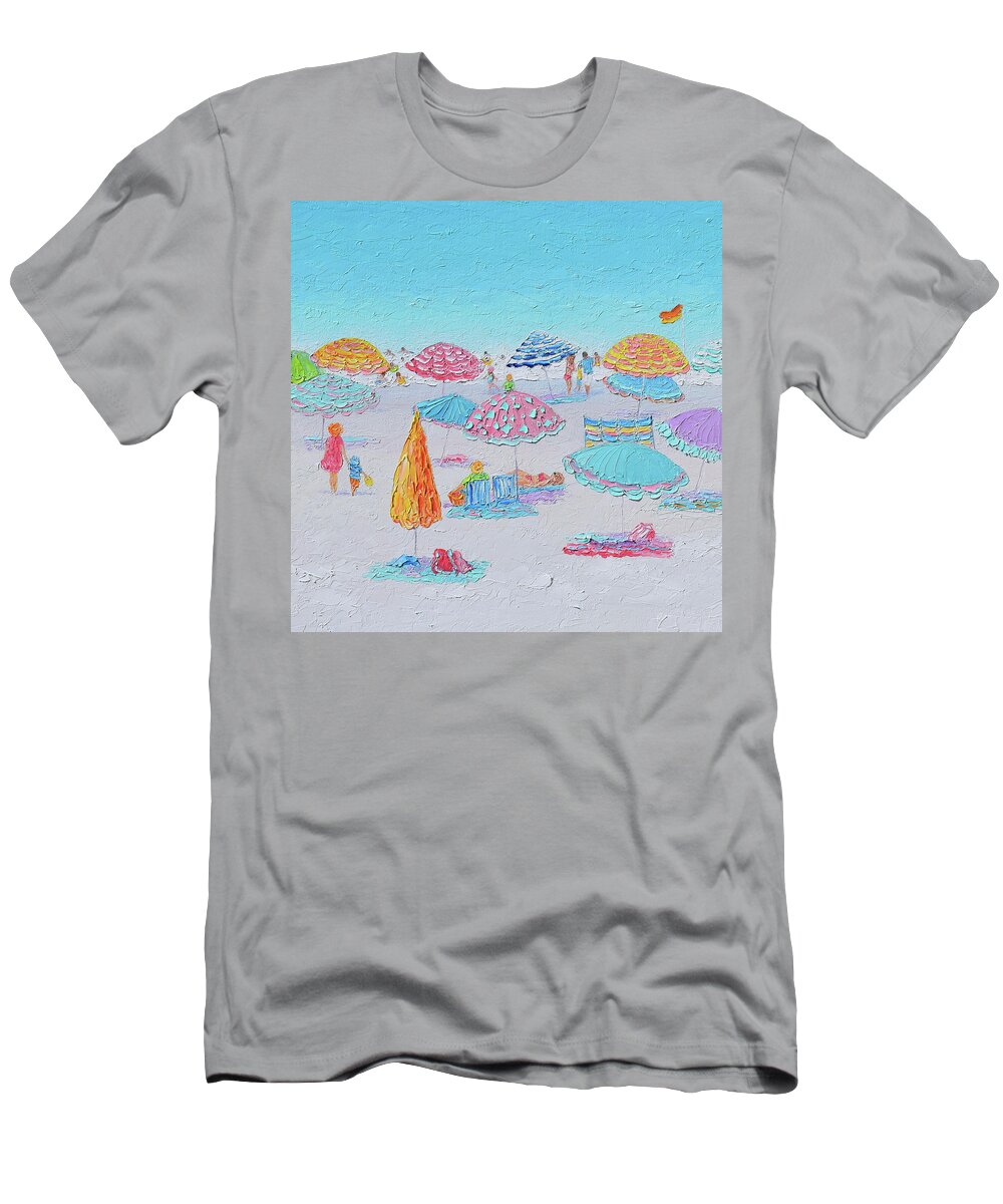 Beach T-Shirt featuring the painting Colors of a summer day - beach scene by Jan Matson