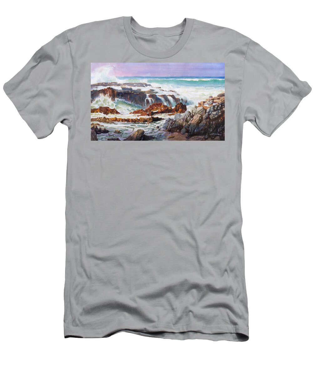 Ocean T-Shirt featuring the painting Cook's Chasm by Steve Henderson