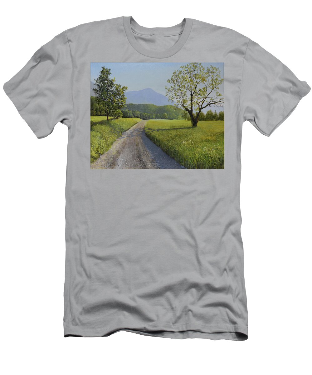 Country T-Shirt featuring the painting Country Roads Collection Sevierville Tennessee by Charles Owens