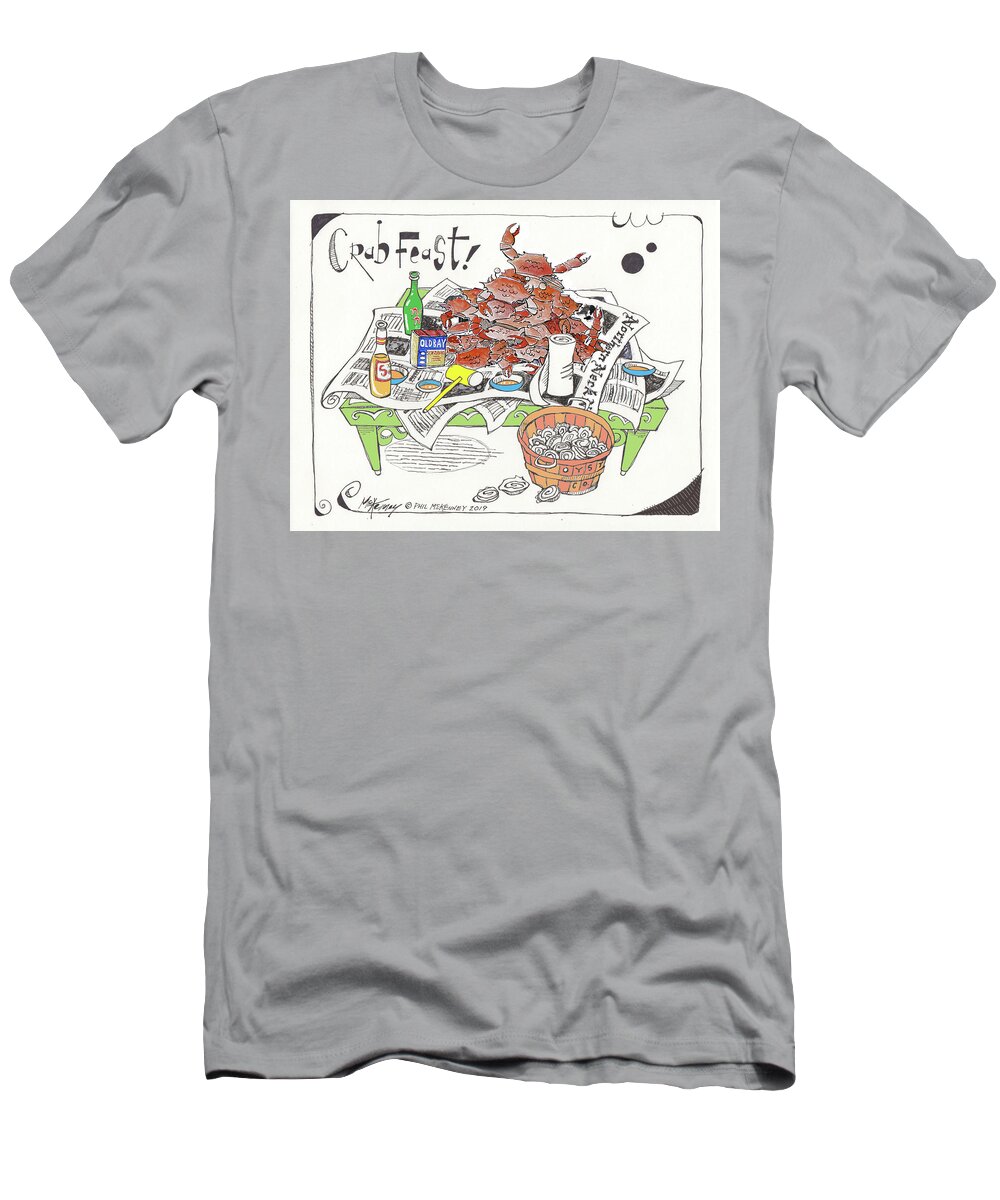  T-Shirt featuring the drawing Crab Feast by Phil Mckenney